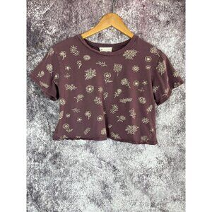 French Pastry Shirt Top Tee Womens Teens XS Plum Cropped School Hippie Fairy